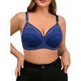 thumbnail image 1 of SHARICCA Womens Plus Size Full Coverage Bra Breathable Lace Mesh Underwire Supportive Bra 46DD, 1 of 7