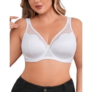 SHARICCA Womens Plus Size Full Coverage Bra Breathable Mesh Underwire Supportive Bra for Large Breast 44DD