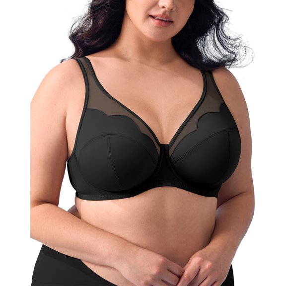 SHARICCA Womens Plus Size Full Coverage Bra Breathable Mesh Underwire Supportive Bra for Large Breast 44D