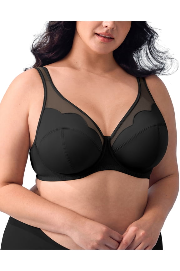 Womens Plus Size Full Coverage Bra Breathable Mesh Underwire Supportive Bra for Large Breast 44D