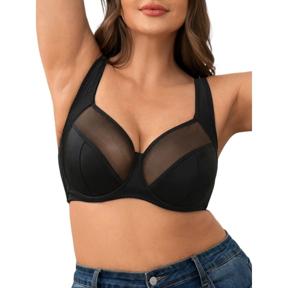 SHARICCA Womens Plus Size Minimizer Bra Comfort Full Coverage Underwire Bras 42D