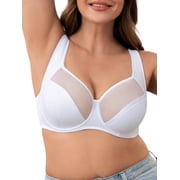SHARICCA Womens Plus Size Minimizer Bra Comfort Full Coverage Underwire Bras 46DD