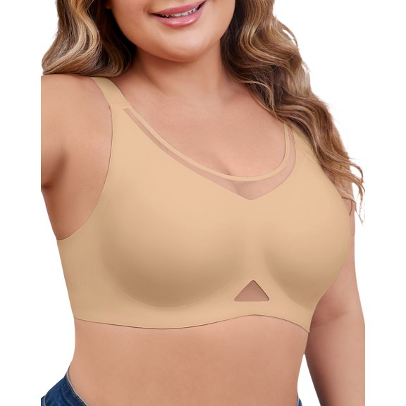 SHARICCA Womens Plus Size Wireless Bra Comfort Push Up Wireless Bras