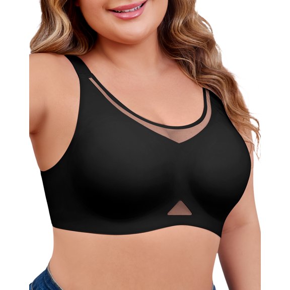 SHARICCA Womens Plus Size Wireless Bra Comfort Push Up Wireless Bras