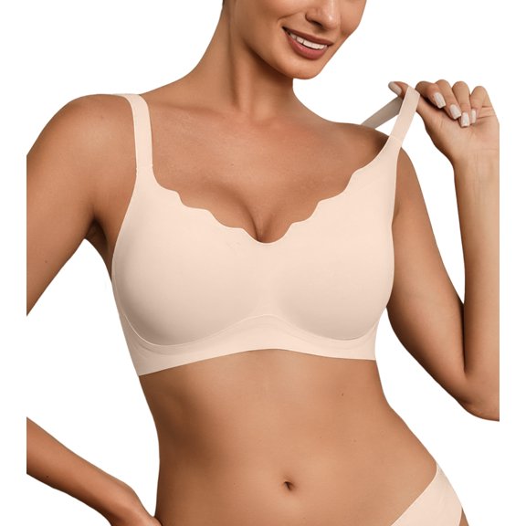 SHARICCA Womens Smoothing Wireless Bra Comfort Push Up Bra