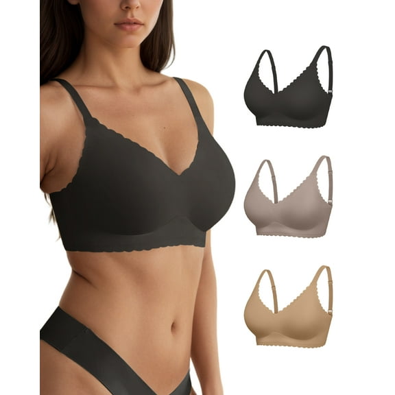 SHARICCA Womens Wireless Bra Comfort Smoothing Seamless Multipack T-shirt Bra