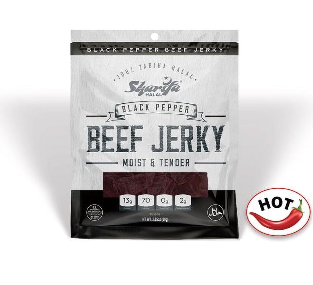 SHARIFA HALAL BEEF JERKY, BLACK PEPPER, (1) 2.85 OZ. BAG GREAT