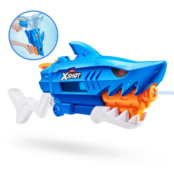 XSHOT Water Shark Attack (33ft Range & 750ml Tank) Fast Fill Outdoor Water Blaster by ZURU Ages 6+