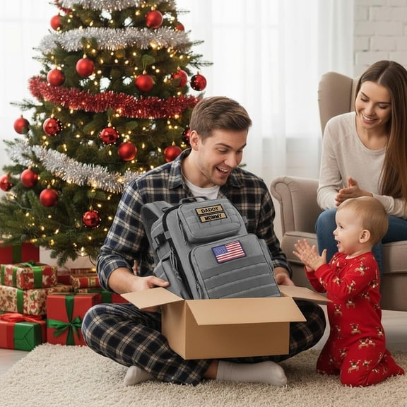 SHARKMOUTH Baby Diaper Bag for Dad - Large Military Daddy Gear Backpack with Changing Pad for Travel Camping Hiking - Newborn Baby Shower Gifts Gray