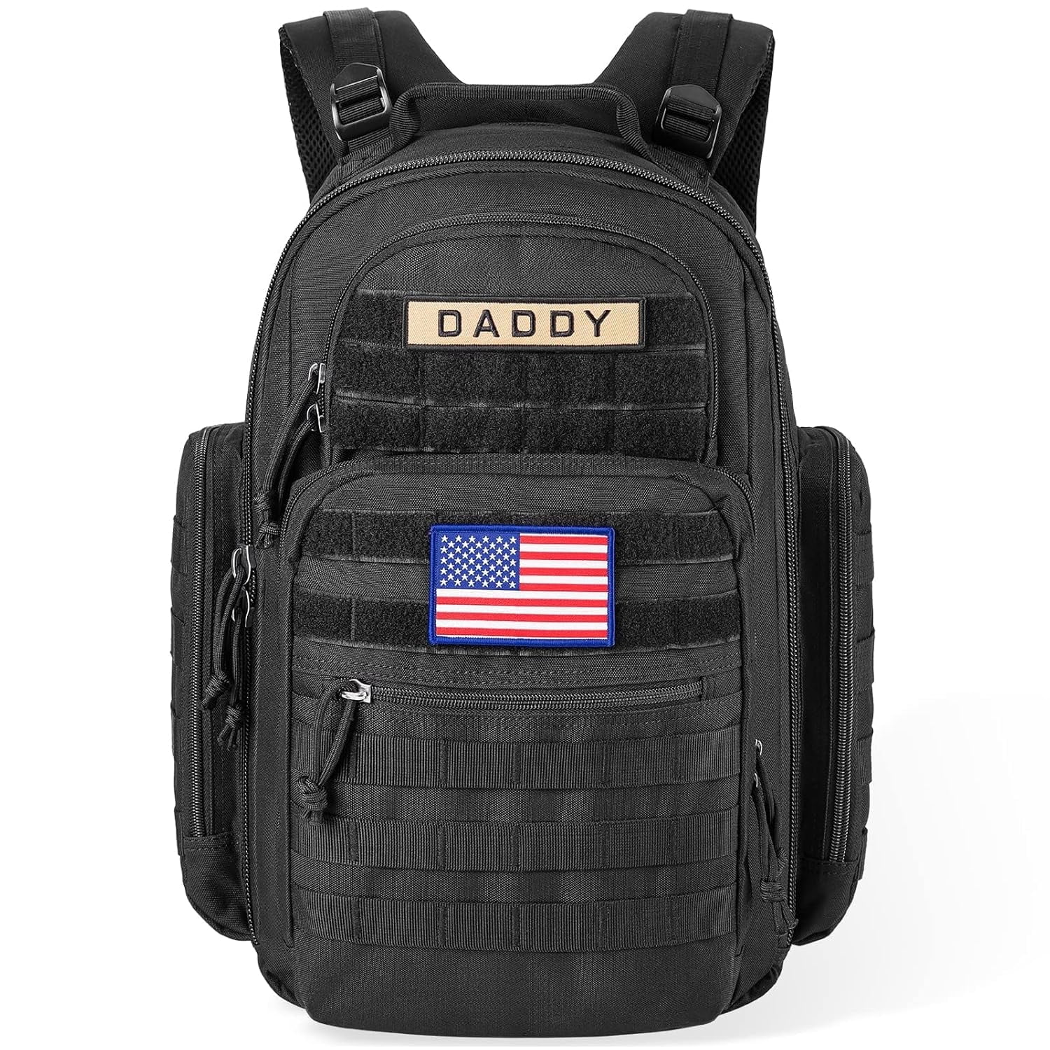 SHARKMOUTH Diaper Bag Backpack for Dad and Mom, Military Molle diaper Pack with Insulated Bottle Holders and Wipe Pocket