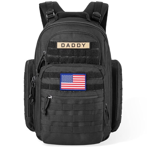 SHARKMOUTH Diaper Bag Backpack for Dad and Mom, Military Molle diaper Pack with Insulated Bottle Holders and Wipe Pocket