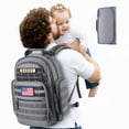thumbnail image 1 of SHARKMOUTH Diaper Bag with Changing Pad - Large Military Baby Diaper Backpack for Hiking Travel Camping - Army Style for Men Active Dad Gray, 1 of 8