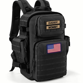 SHARKMOUTH Military Diaper Bag for Men: 40L MOLLE Backpack for Tactical Dads - 900D Waterproof Military Grade Gear for Work Commute/Hiking Camping Outdoor Activities (Black)