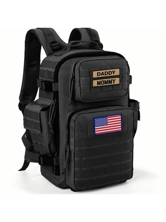 Military Diaper Bag for Men: 40L MOLLE Backpack for Tactical Dads - 900D Waterproof Military Grade Gear for Work Commute/Hiking Camping Outdoor Activities (Black)