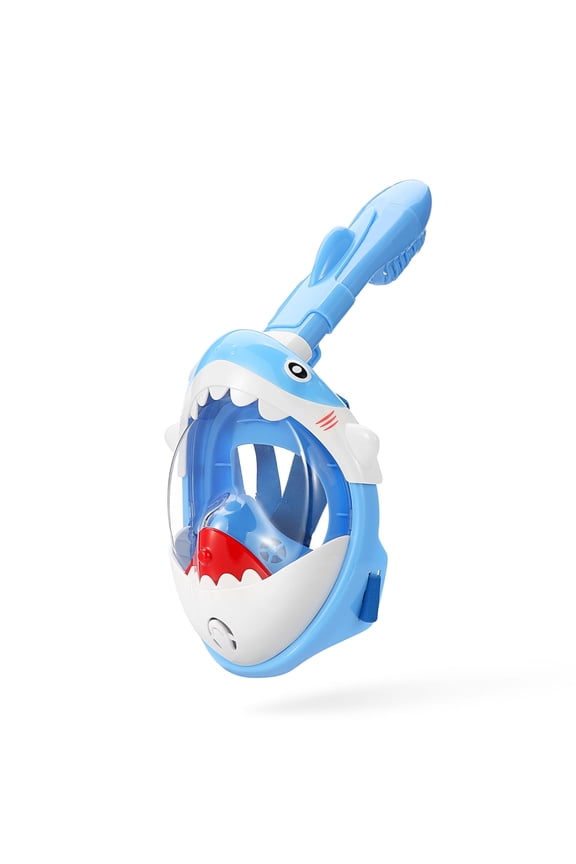 Full-Face Snorkeling Mask Sharky Blue Panoramic View, Fog-Free, Leak-Free, Ages 4-14