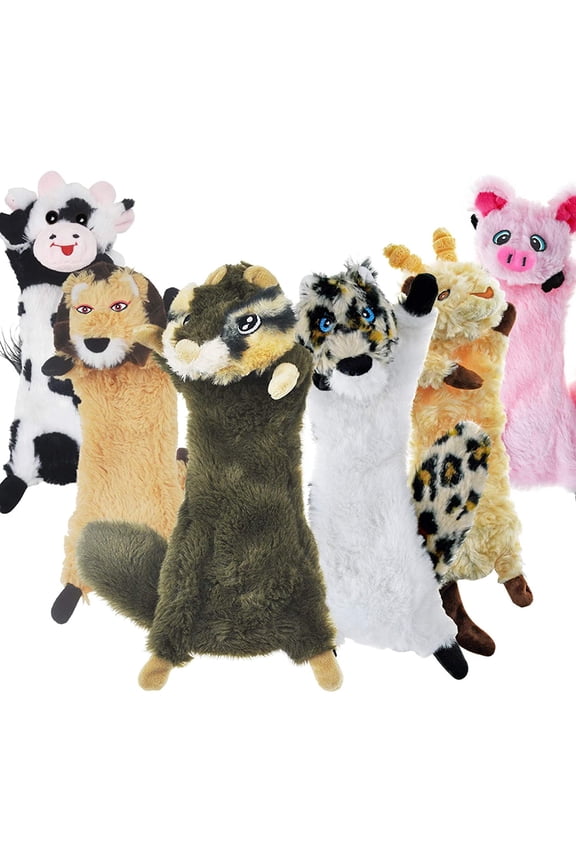 Dog Squeaky Toys No Stuffing, 6 Pack Dog Toys Crinkle Dog Toys for Small Dogs Durable Dog Chew Toys Plush Cute Animals Natural Puppy Toys for Teething Pet Toys Squeak