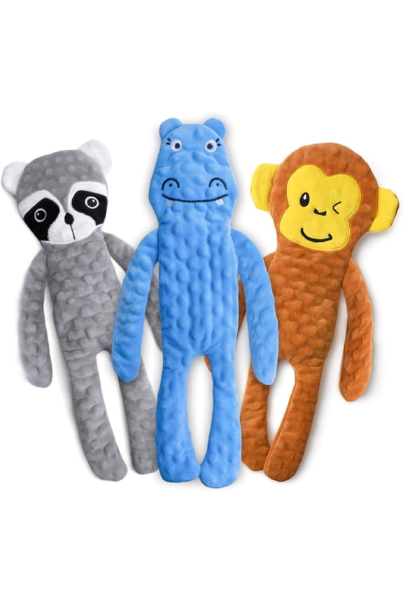 No Stuffing Dog Toys 3 Pack, Crinkle Interactive Dogs Toy for Boredom, Puppy Toys for Teething to Keep Them Busy, Cute Squeaky Dogs Toy for Small, Medium, and Large Breed