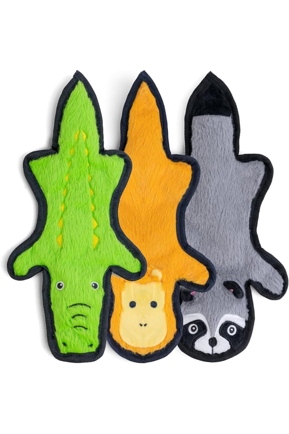 No Stuffing Dog Toys Crinkle Squeaky, Long Lasting Chews for Aggressive, Durable Plush Dog Puppy Chew Toys for Teething, with 6 Tough Layers for Small Medium Large Breed