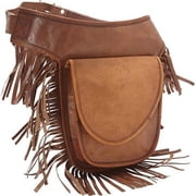 SHARO All Leather Fringed Adjustable Hip Bag