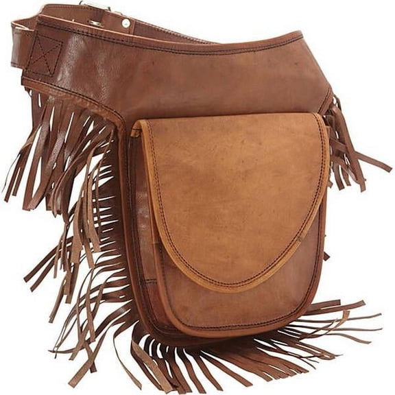 SHARO All Leather Fringed Adjustable Hip Bag