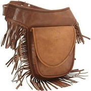 SHARO All Leather Fringed Adjustable Hip Bag