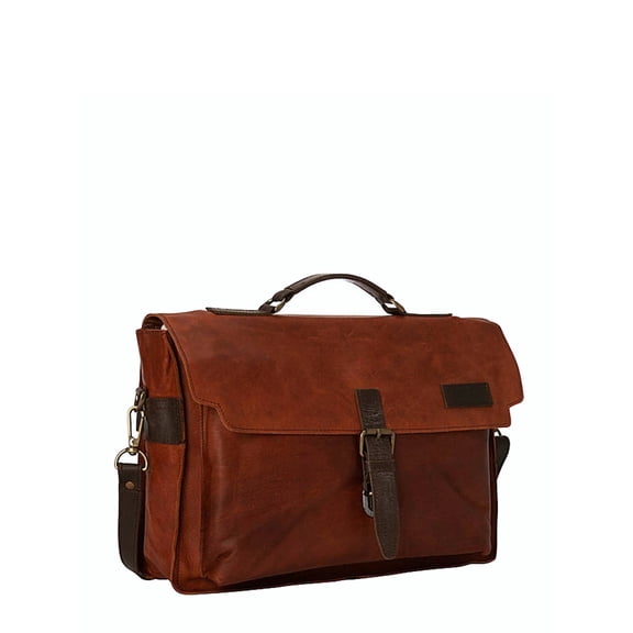 SHARO Adult Adjustable Strap Leather Briefcase with Adjustable Shoulder Strap, Brown