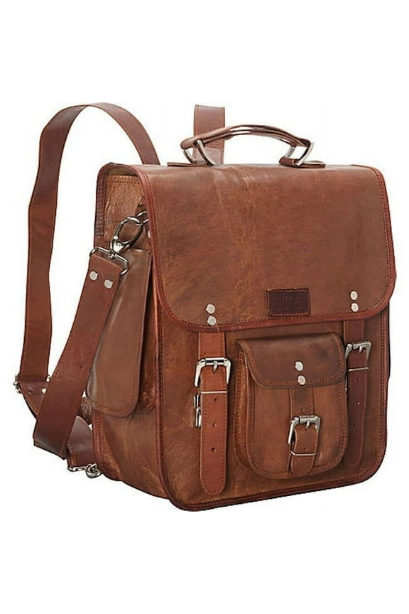 Three-in-One Backpack/Brief/Messenger Bag in Genuine Leather