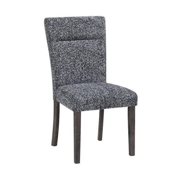 SHARON GREY 2PK Dining Chairs: Modern Contemporary 100% Polyester Upholstered Side Chairs with Extended Back, Solid Wood Frame, Foam Fill, Wipe Clean. Ideal for Dining Room. 18"x22.5"x39", Set of 2.