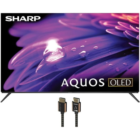 SHARP 4T-C55FS1UR 55 Inch AQUOS OLED 4K Ultra HD Roku TV with an Austere 3S-4KHD2-1-5M III Series 4K HDMI 1.5m Cable (2024)