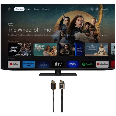 SHARP 4T-C65FV1U 65 Inch AQUOS XLED 4K Ultra HD Mini LED Google TV with an Austere 3S-4KHD2-2.5M III Series 4K HDMI 2.5m Cable (2024)