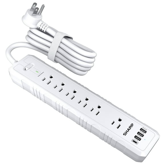 SHARP 6-Outlet 4 USB Port 5 ft Surge Protector