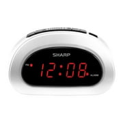 SHARP Digital Alarm Clock, Cloud White, Easy to Set Controls, Red LED Display