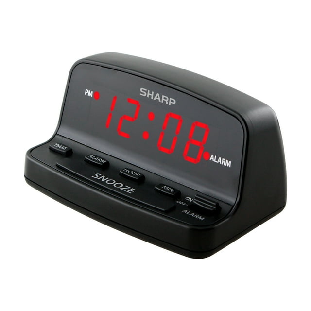 SHARP Digital Alarm Clock, Midnight Black, Easy to Set Keyboard