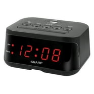 Sharp LED Digital Alarm Clock, Swivel Base, Silver Case, Red Display ...