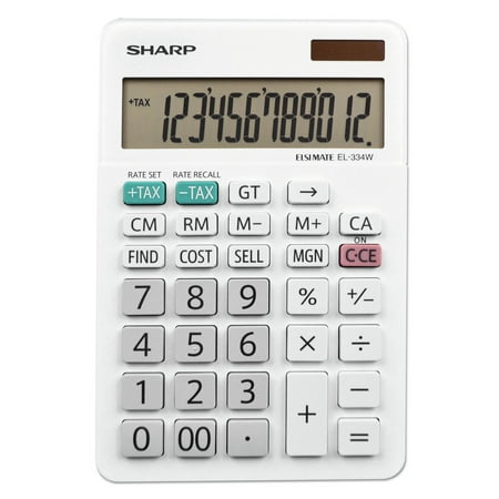 SHARP EL-334W Large Desktop Calculator, White