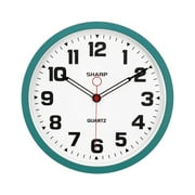 SHARP Matte Teal Wall Clock 12" Inch Silent Non-Ticking Modern Stylish Quartz Clocks Battery Operated, Easy to Read