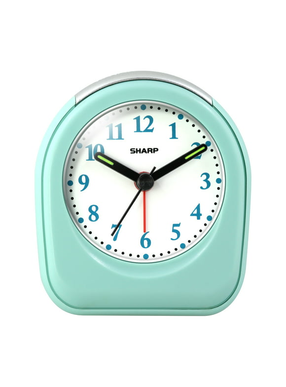 SHARP Quartz Analog Arch Alarm Clock, Mint, Battery Operated, Small, Travel Clock