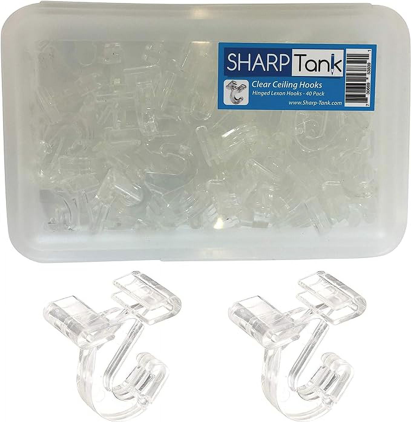 SHARP TANK Clear Hinged Ceiling Hooks 40 Pack of TBar Track Clips