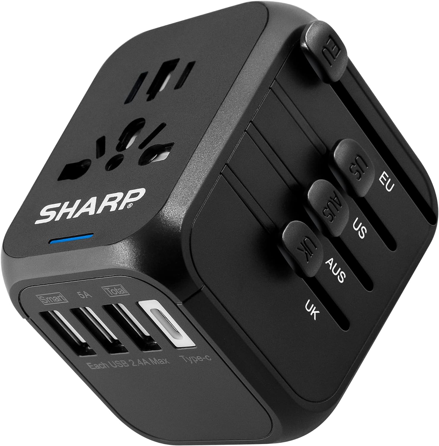 Universal travel adapter international power plug adapter with type c