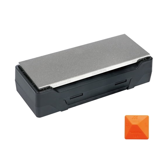 SHARPAL 163N Diamond Sharpening Stone, Dual Grit 220/600  Extra Coarse & Fine for Dull and Damaged Blades, 8" x 3" with Storage Case (NonSlip Base) & Angle Guide