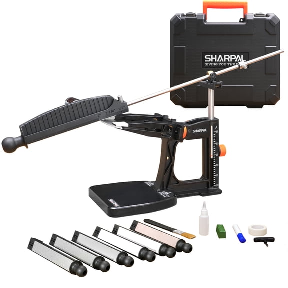 SHARPAL 202H Knife Sharpener Kit  Adjustable 10-35 Angle, 7 Abrasive Plates (Diamond 220-1000, Whetstone 3000-6000) & Case