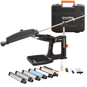 SHARPAL 202H Knife Sharpener Kit – Adjustable 10°-35° Angle, 7 Abrasive Plates (Diamond 220-1000, Whetstone 3000-6000) & Case