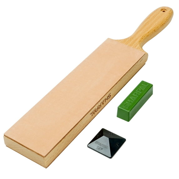 Sharpal Double-Sided Leather Strop Kit with Polishing Compound & Angle Guide for Sharpening Knives & Chisels
