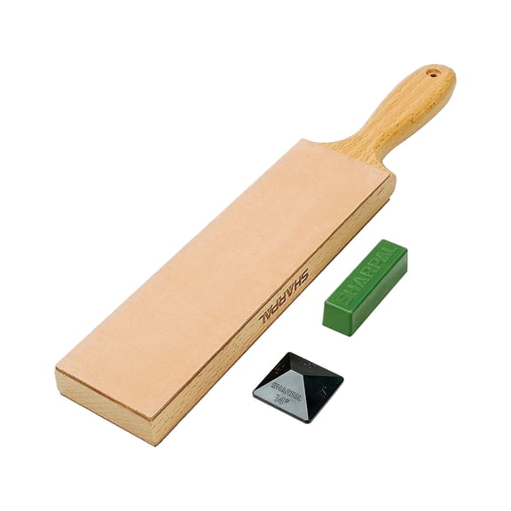 Sharpal Double-Sided Leather Strop Kit with Polishing Compound & Angle Guide for Sharpening Knives & Chisels