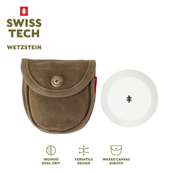 Swiss Tech Dual-Grit 2-Stage Sharpening Puck for Axes, Knives, and Blades