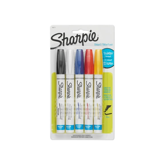 SHARPIE 36671 Water-Based Poster Paint Marker, Assorted Colors, 5-Pack