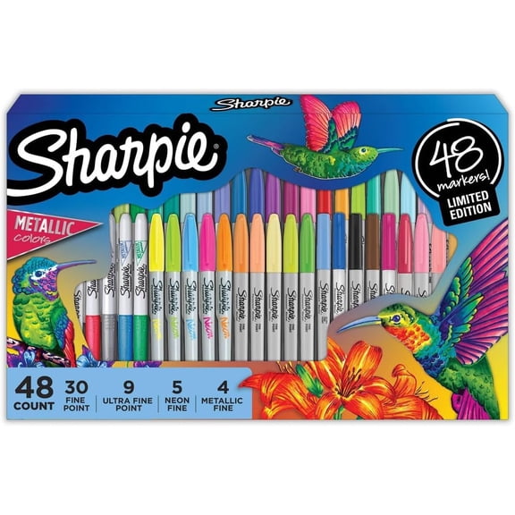 SHARPIE 48 Count Permanent Marker Set, Assorted Colors, Fine Point, Non-Smearing