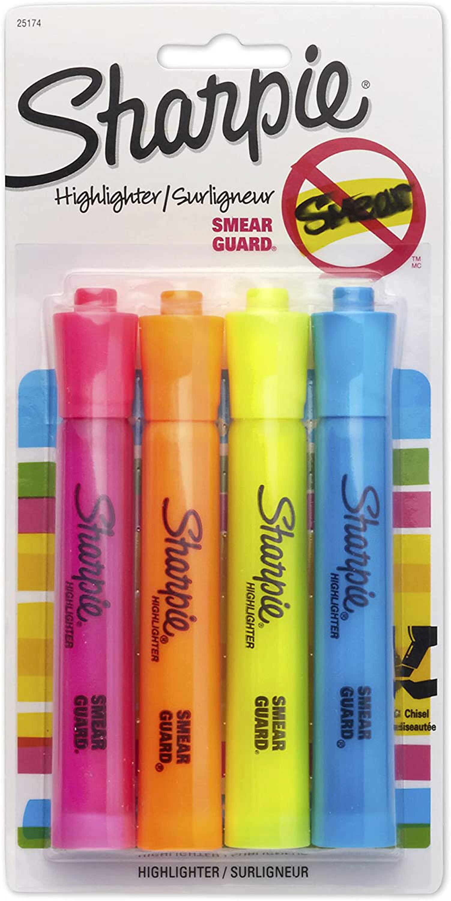 SHARPIE Accent Tank-Style Highlighters, 4 Colored Highlighters (25174PP)