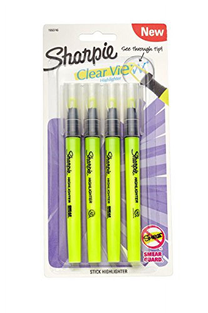 SHARPIE Clear View Highlighter Stick, Yellow, 4/Pack (1950746