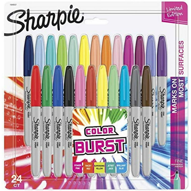 2 Packs of Sharpie Assorted Colored, Fine Point Permanent Markers, 12-Count, Total of 24 Markers